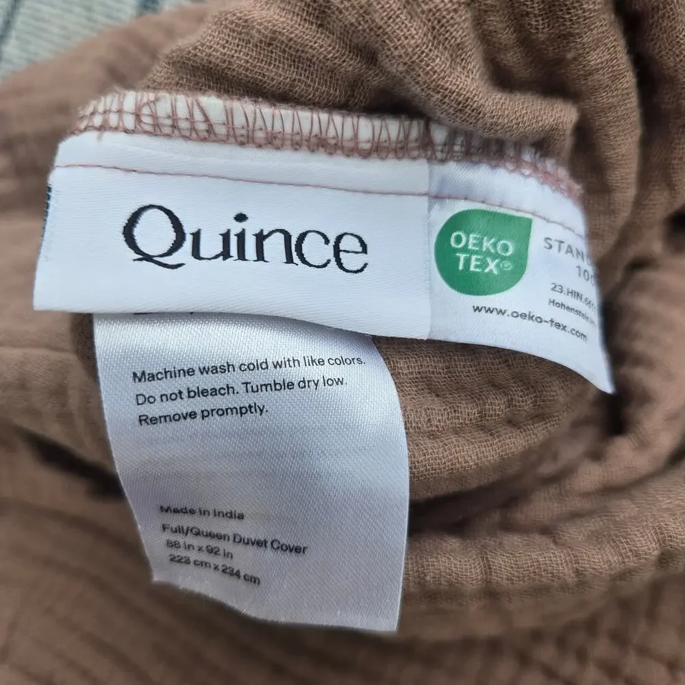 Quince Organic Cotton Airy Gauze Duvet Cover 3Pc Set Full Queen Dusty Mauve READ